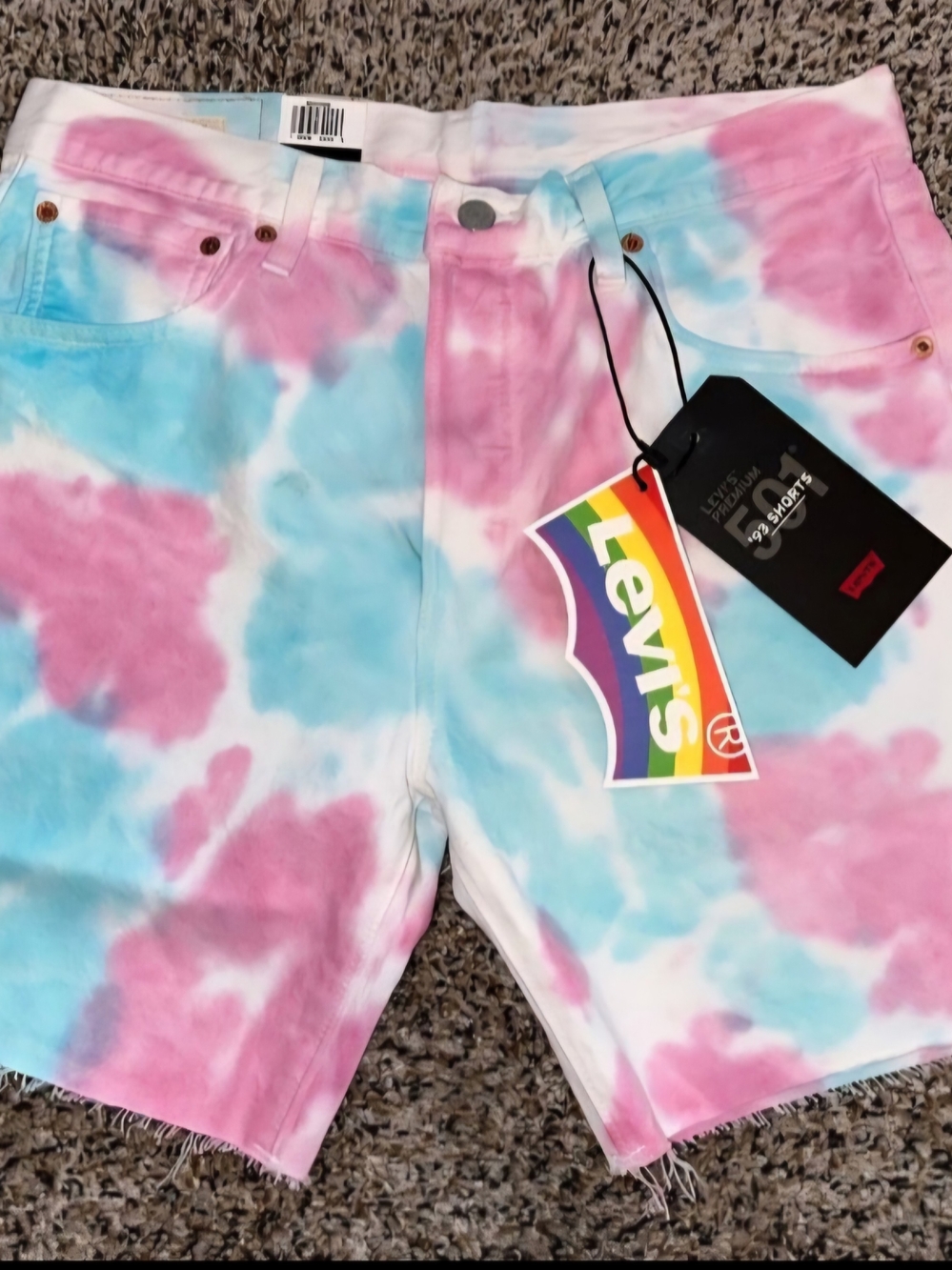 Levi's 501 Tie-Dye Denim Shorts - Pink, Blue & White